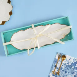 VON CASA Scalloped Ceramic Leaf Dish