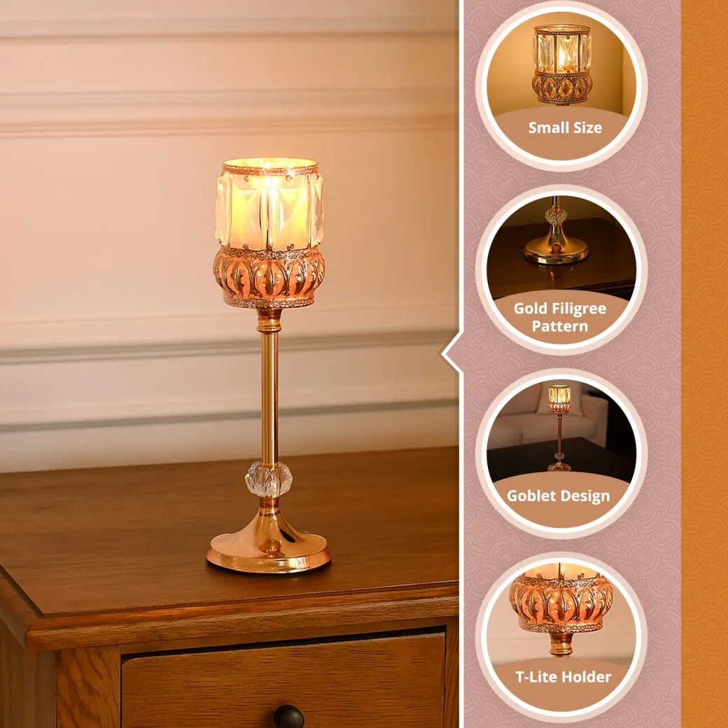 VON CASA Small Golden Filigree T-Light Holder