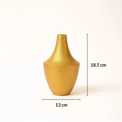 VON CASA Small Golden Surahi Flower Vase – (18.5 CM)