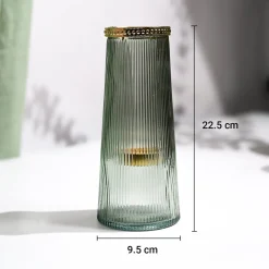 VON CASA Teal & Green Cone Glass T-Light Holder