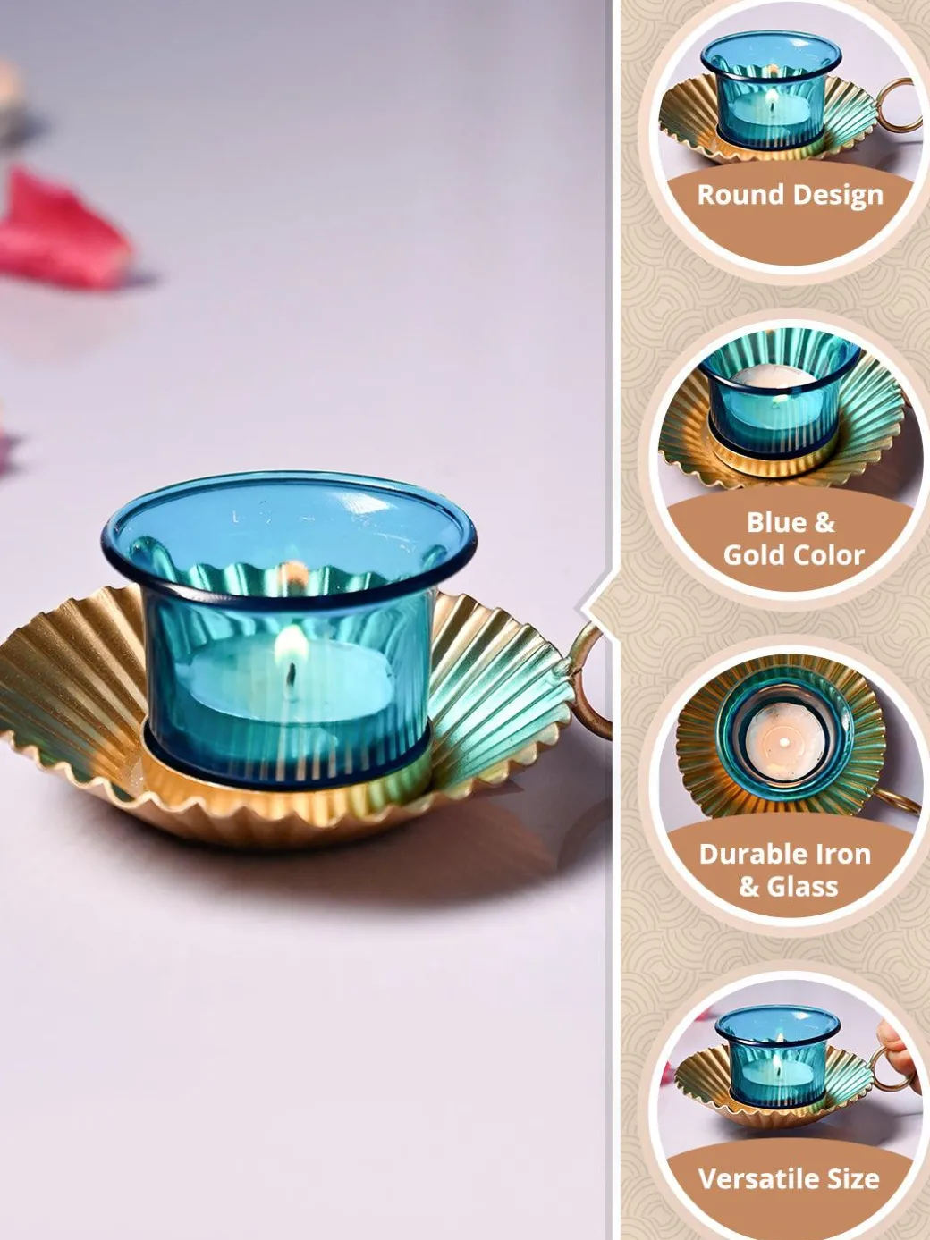 VON CASA Tea-Light Holder Set Of 2 - Turquoise