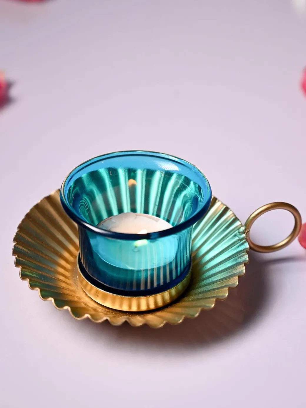 VON CASA Tea-Light Holder Set Of 2 - Turquoise