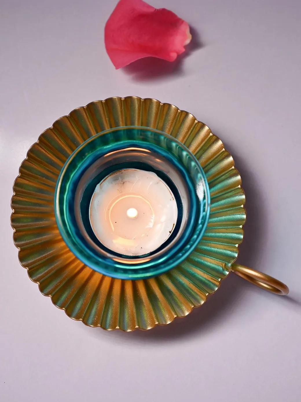 VON CASA Tea-Light Holder Set Of 2 - Turquoise