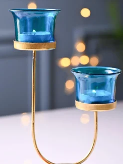 VON CASA Turquoise 2 Votive T- Light Holder