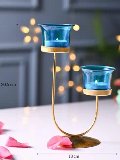 VON CASA Turquoise 2 Votive T- Light Holder