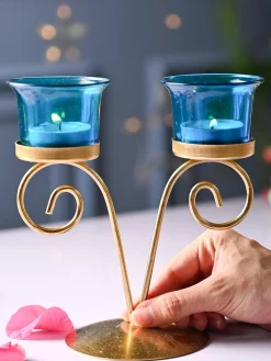 VON CASA Turquoise 2 Votive Tea- Light Holder