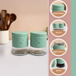 VON CASA Turquoise Argyle Chai & Cheeni Jar Set