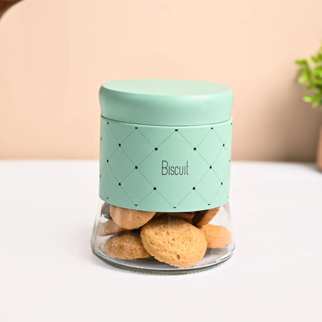 VON CASA Turquoise Argyle Biscuit & Namkeen Jar Set