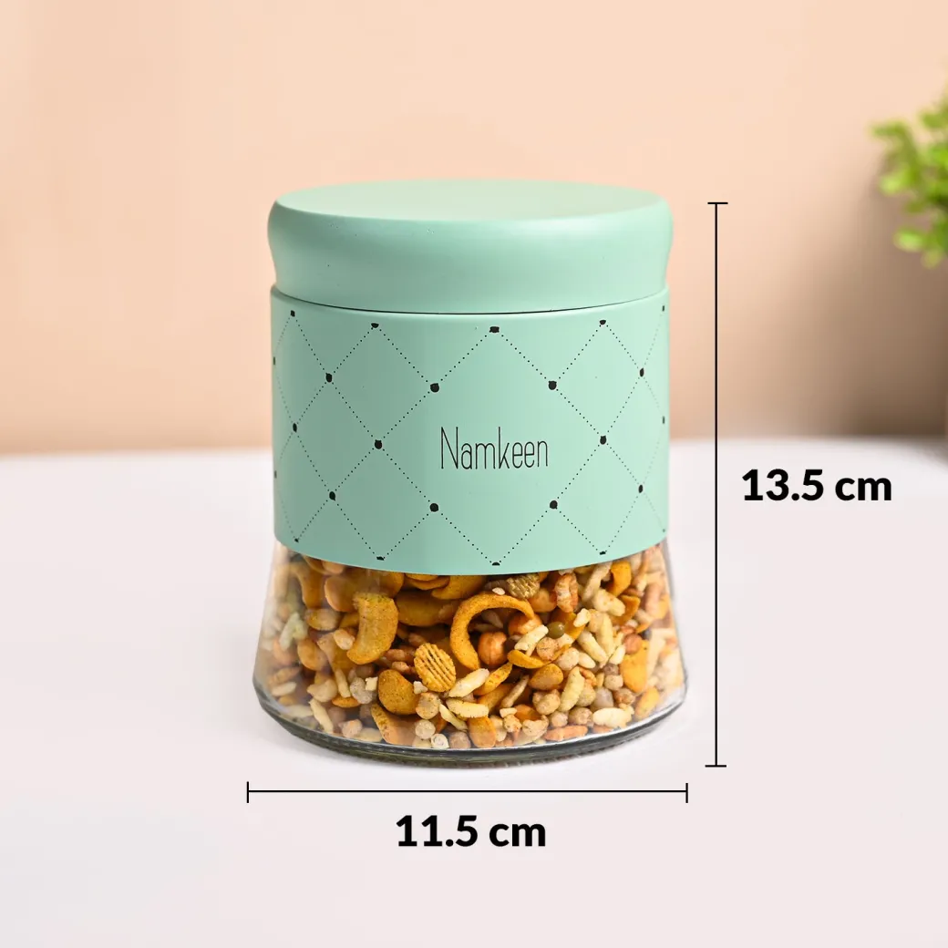 VON CASA Turquoise Argyle Biscuit & Namkeen Jar Set