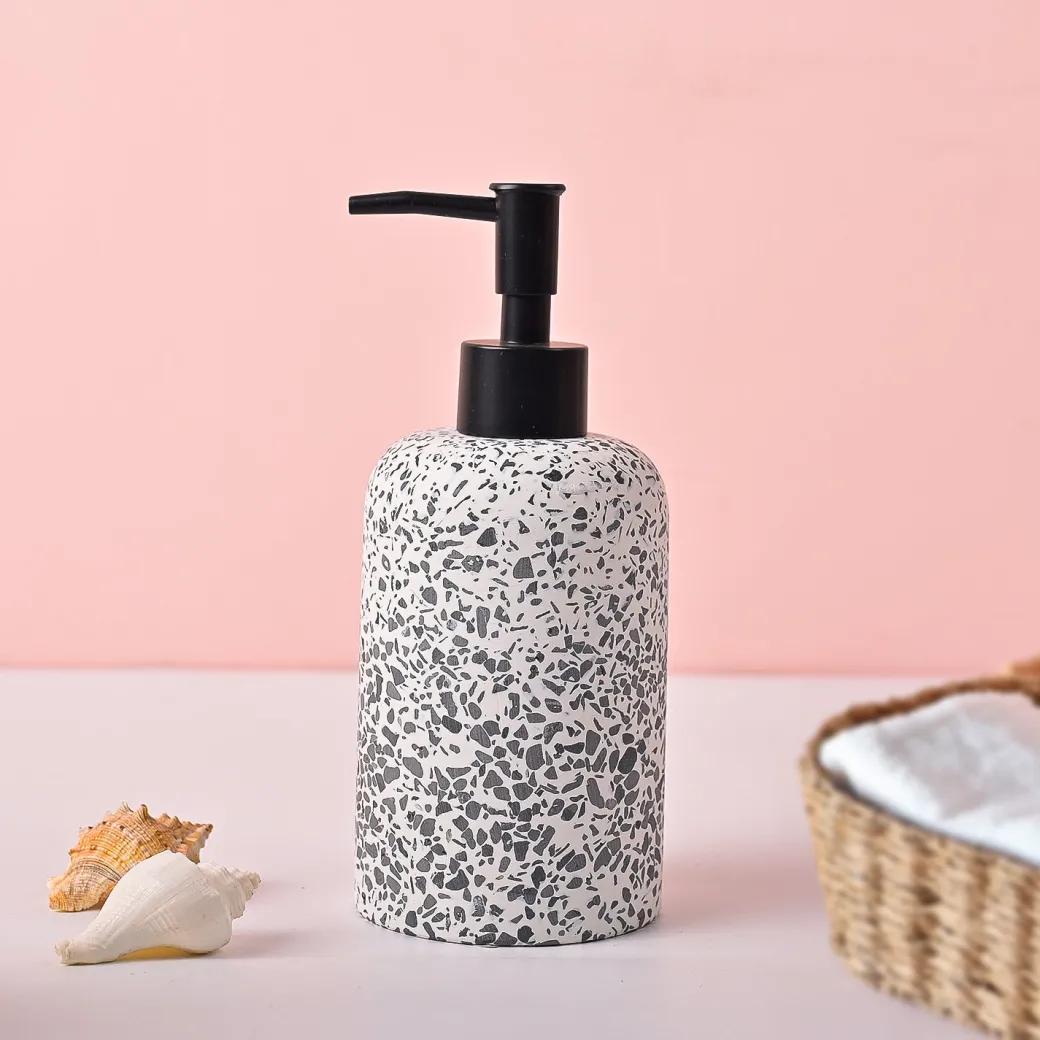 VON CASA White & Black Polyresin Soap Dispenser