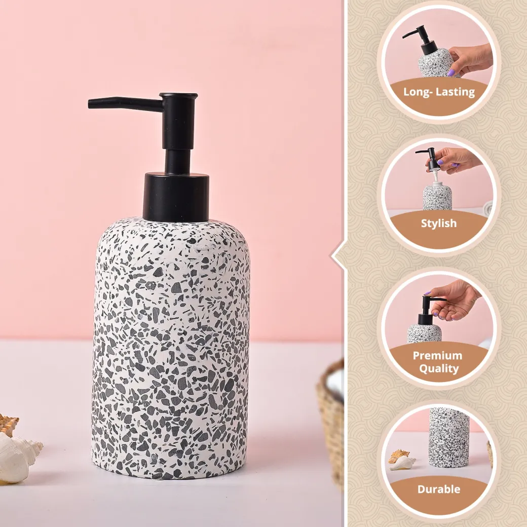 VON CASA White & Black Polyresin Soap Dispenser