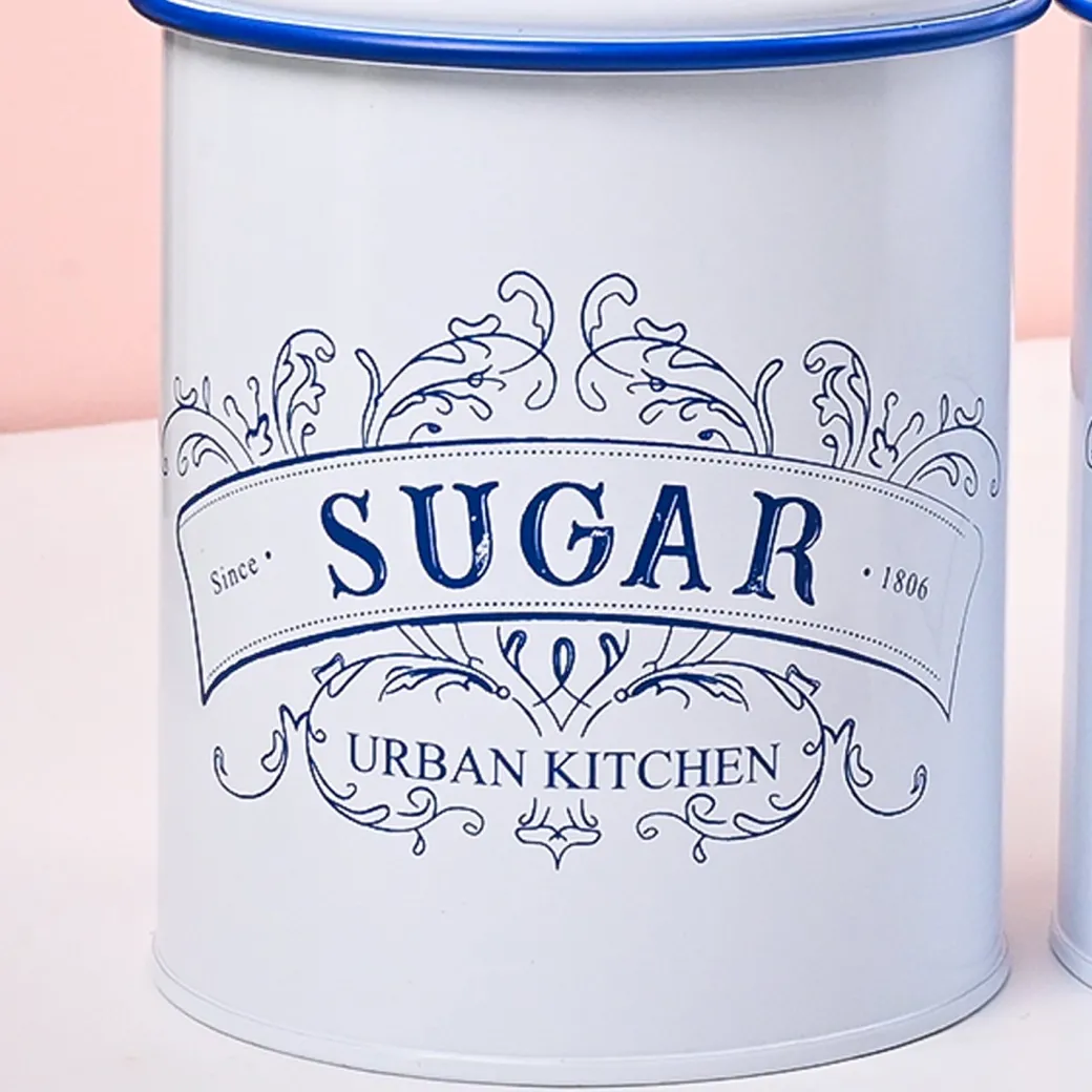 VON CASA White Iron Tea & Sugar Jar Set of 2