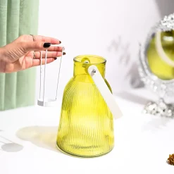 VON CASA Yellow Cylindrical Glass T-Light Holder