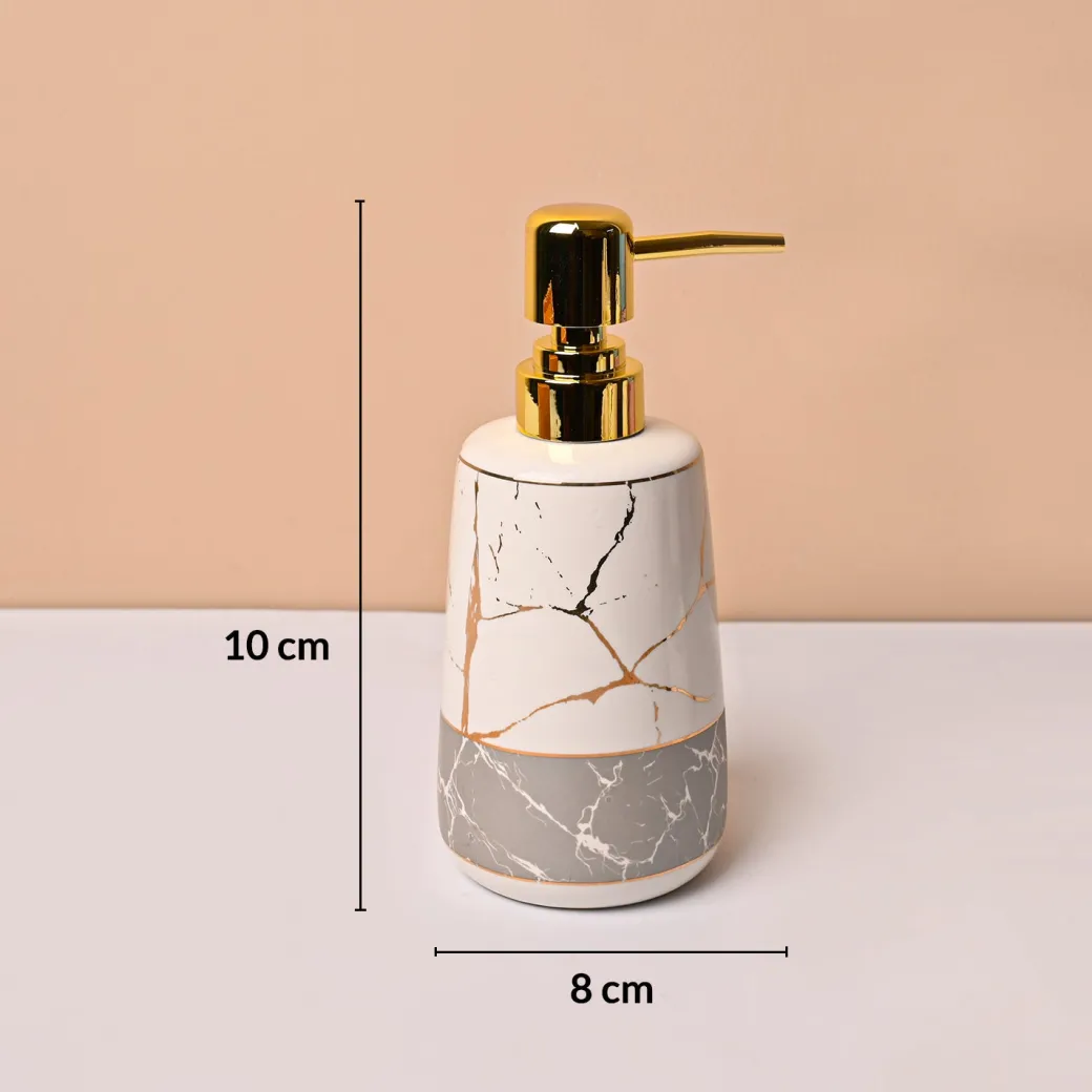 White & Grey Ceramic Bathroom Set (Set of 4)