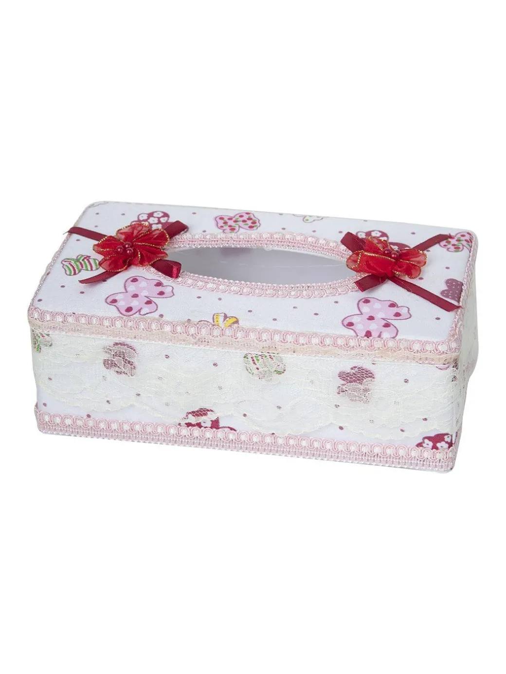 White & Pink Tissue Box - 22.4 X 12.4 X 8.3Cm