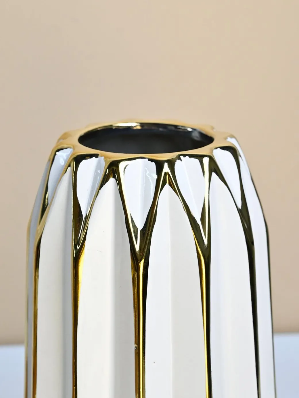 White and Gold Ceramic Vase