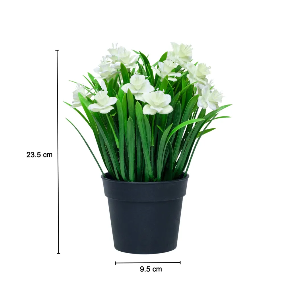 White Artificial Flower With Pot