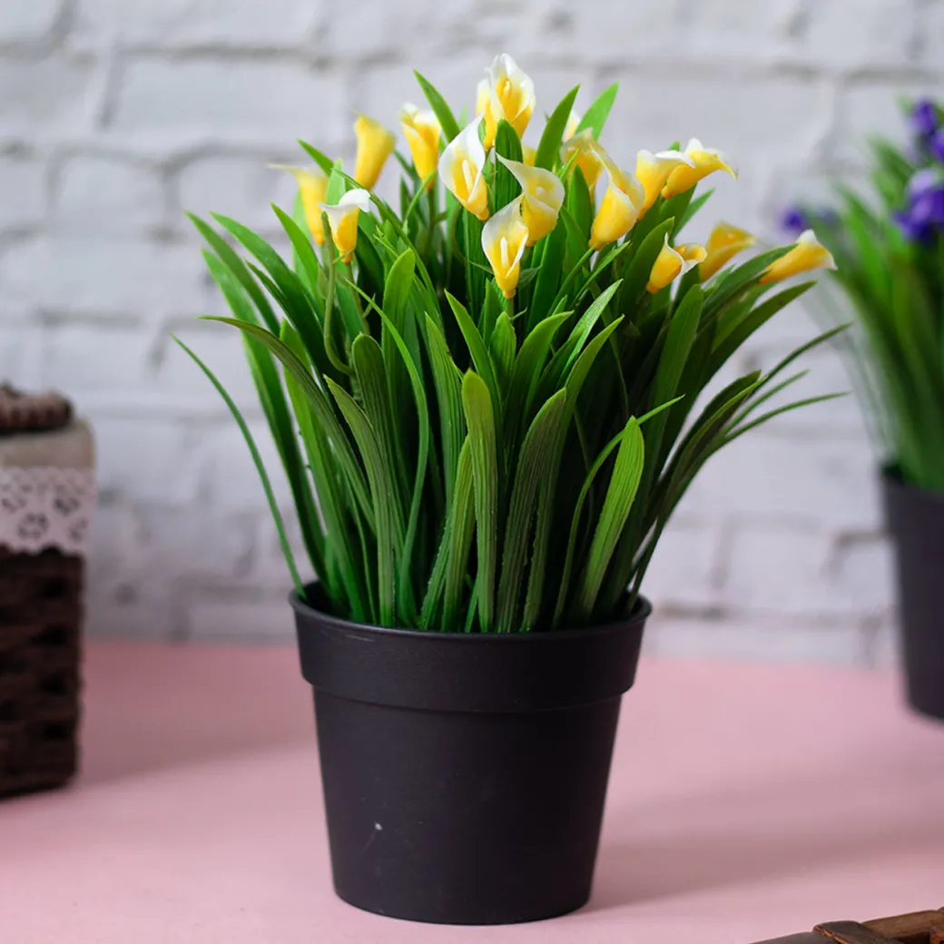 White Artificial Flower With Pot