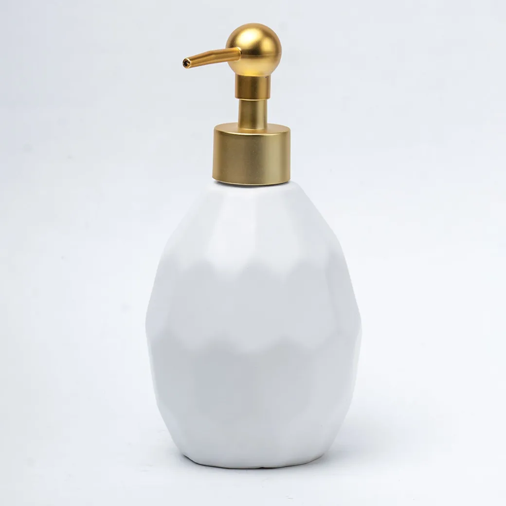 White Ceramic Bathroom Set Of 4 - Stone Finish, Bath Accessories