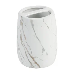 White Ceramic Bathroom Set Of 4 - Stone Finish, Bath Accessories