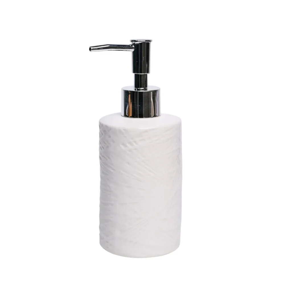 White Ceramic Bathroom Set - Matte, Geometric Pattern