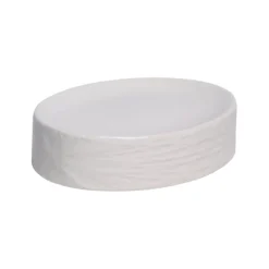 White Ceramic Bathroom Set - Matte, Geometric Pattern