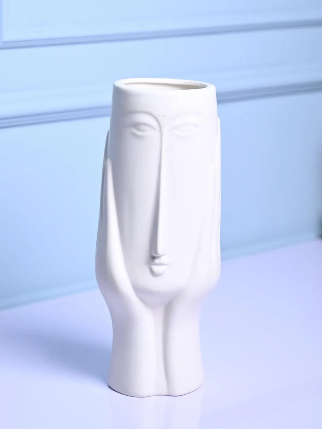 White Glossy Ceramic Vase - Artistic Elegance
