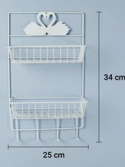White Metal Wall Mounted Organizer & Storage