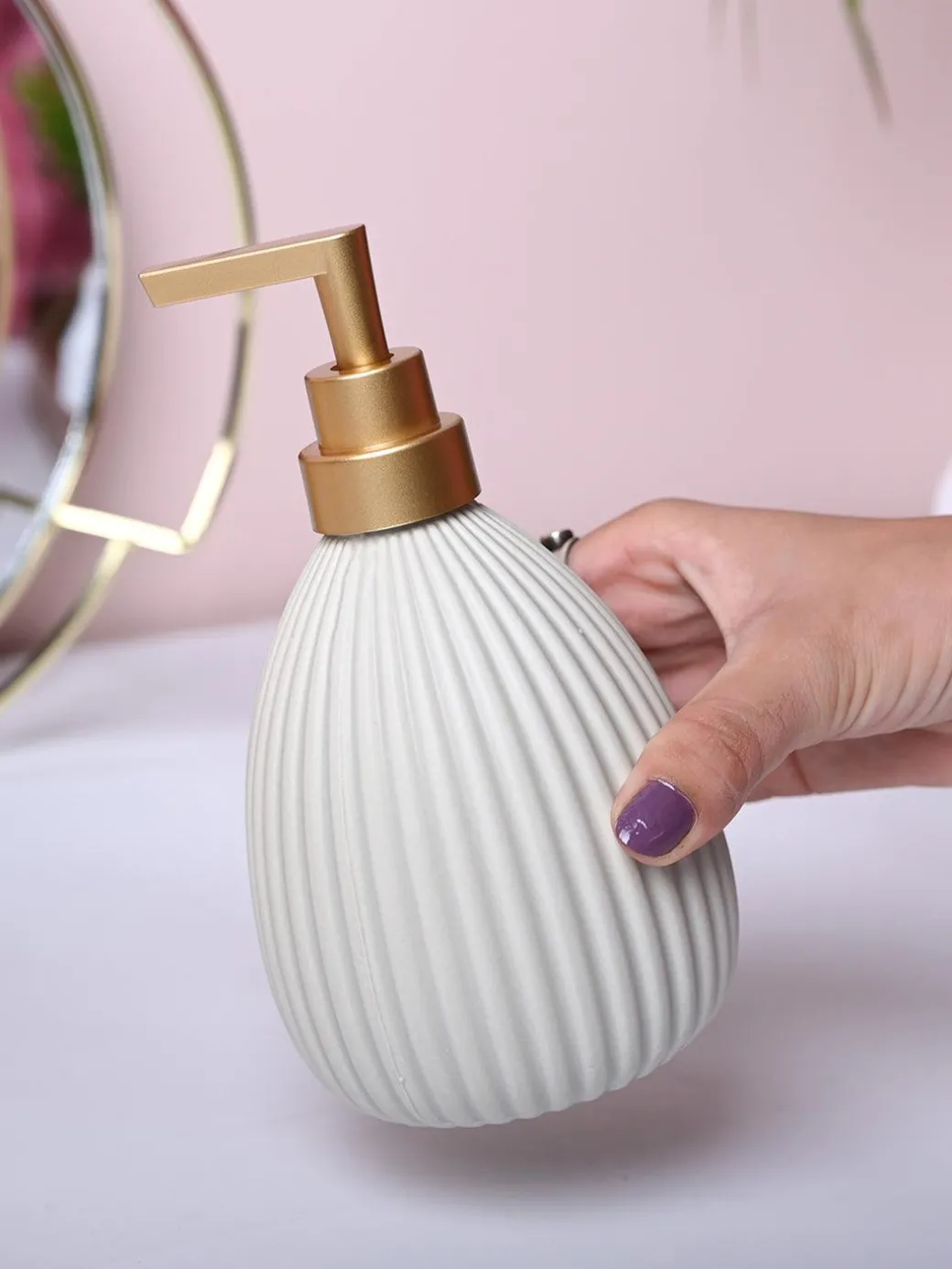 White Purity Soap Dispenser - Cylindrical Shape