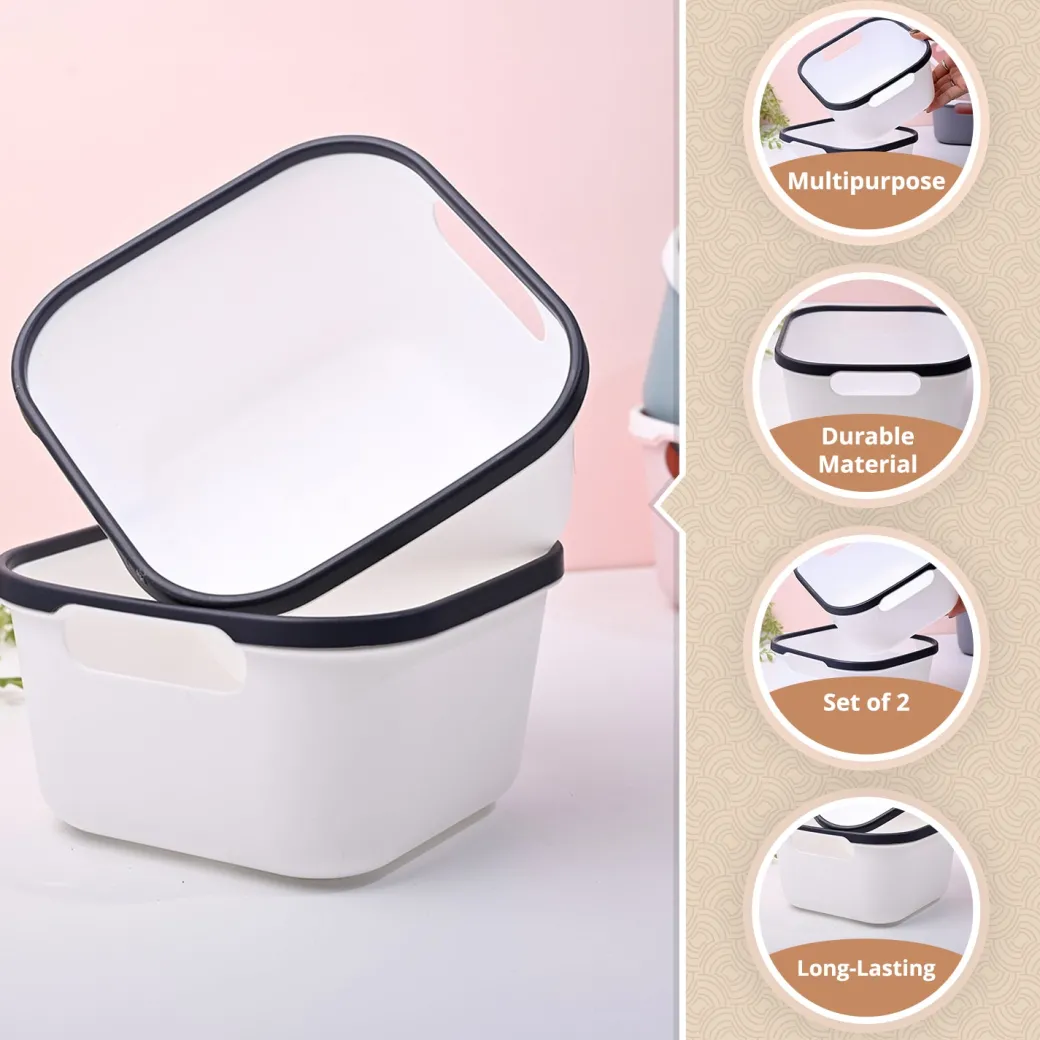 White Square Baskets (Set of 2)