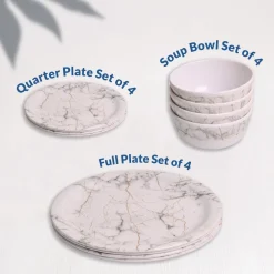 White Static Melamine Dinner Set – 12 Pcs